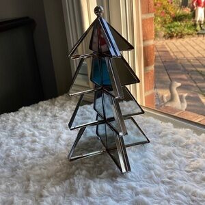 VINTAGE~MIRROR & CHROME~CHRISTMAS TREE~CHROME BALL FEET~NICE~GOOD CONDITION~G2C